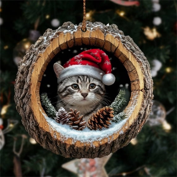 Christmas Exclusive,American Shorthair 2D Flat Acrylic Christmas Kitten Pendant C,Cyenie C,2D Flat Christmas Cute Cat Ornament – Adorable Cat Pendant for Xmas Tree Holiday Home Décor