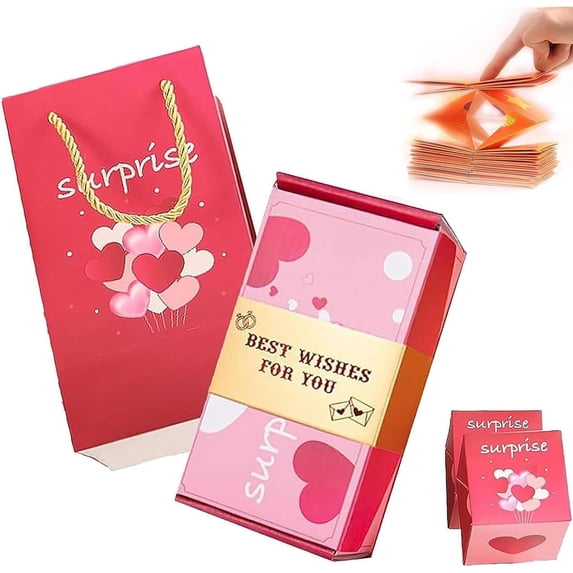 Christmas Explosion Gift Box - Valentine's Day Pop-Up Explosion Gift Box Surprise DIY Explosion Gift Box Creativity Folding Bounce Surprise Gift Box for Photo Cash