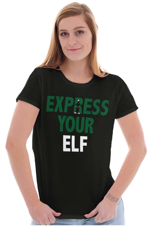 Christmas Express Your Elf Xmas Womens Fitted Plus Size Graphic Tee Brisco Brands 2X