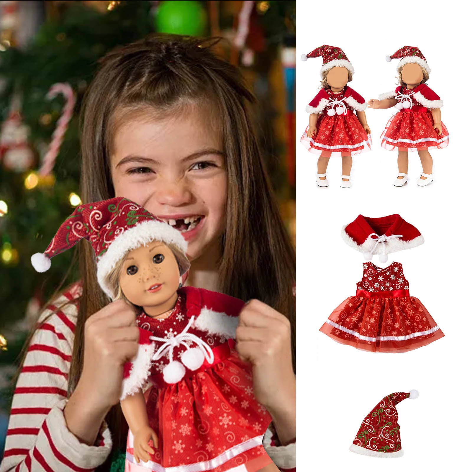 Christmas Exquisite 18 Inch Girls Doll Clothes and Accessories Girls Doll Dresses Casual Outfits with Fanny Bag and Plush Pet Dog Kids Birthday Party Doll Not Included Walmart