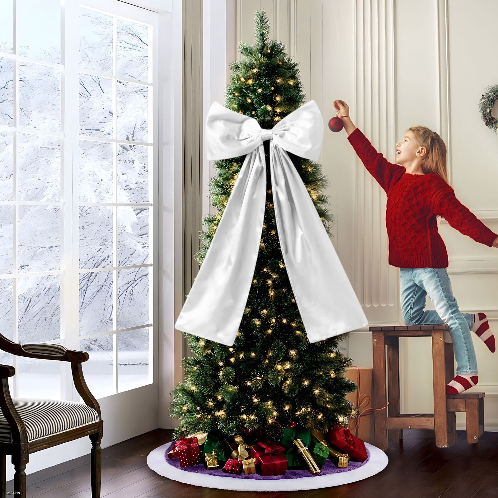 Christmas Extra Large Satin Bows Giant Christmas Tree Topper Bow ...