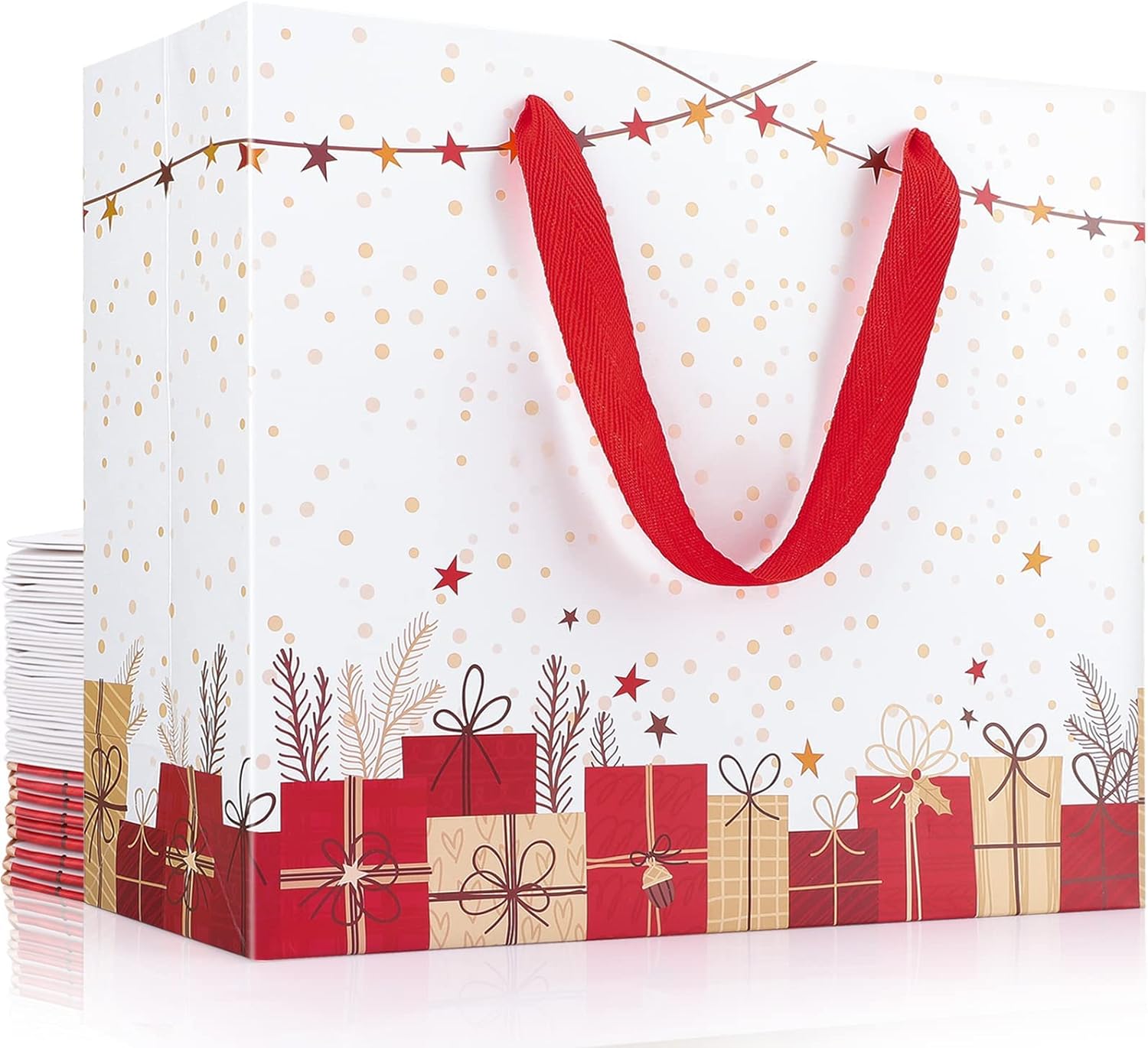 Christmas Extra Large White Gift Bags, 20 Pack 16x6x12 Shopping Bags