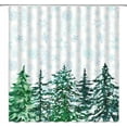 thumbnail image 1 of Christmas Extra Long Shower Curtain, Green Pine Tree Blue Snowflake Snow Winter Holiday Xmas Festival Rustic Nature Scenic Bathroom Home Curtain Decor with Hooks,70" Wx84 H, 1 of 6