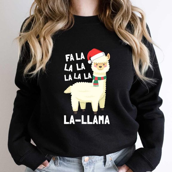 Christmas Fa La Llama Funny Holiday Graphic - Eco-friendly InkPerfect for Any Occasion SW12062 Unisex Sweatshirt, Up to Size 5XL