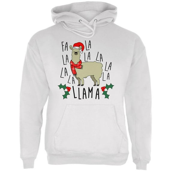 Christmas Fa La Llama Mens Hoodie White SM