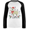 thumbnail image 1 of Christmas Fa La Llama Mens Long Sleeve Raglan T Shirt White-Black 2XL, 1 of 1