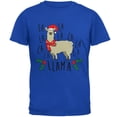 thumbnail image 1 of Christmas Fa La Llama Mens Soft T Shirt Royal 2XL, 1 of 1