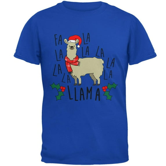 Christmas Fa La Llama Mens Soft T Shirt Royal 2XL