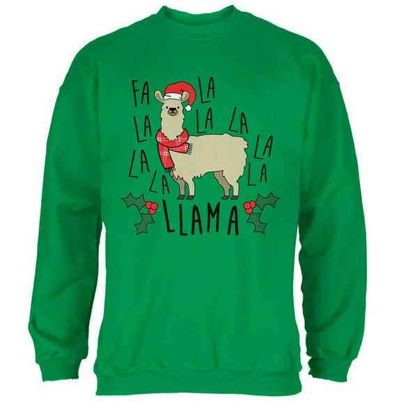Christmas Fa La Llama Mens Sweatshirt Irish Green SM