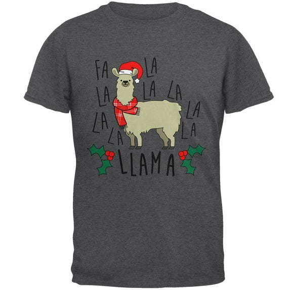 Christmas Fa La Llama Mens T Shirt Dark Heather 5X-LG