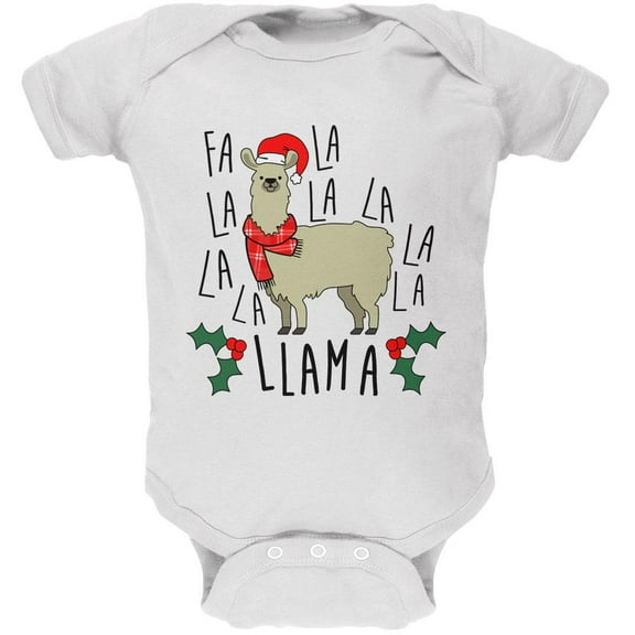 Christmas Fa La Llama Soft Baby One Piece White 18-24 M