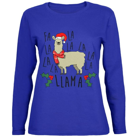 Christmas Fa La Llama Womens Long Sleeve T Shirt