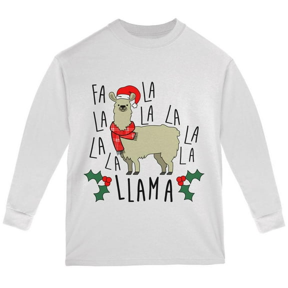 Christmas Fa La Llama Youth Long Sleeve T Shirt