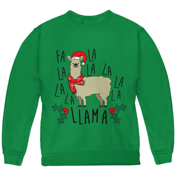 Christmas Fa La Llama Youth Sweatshirt Green YMD