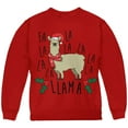 thumbnail image 1 of Christmas Fa La Llama Youth Sweatshirt Red YMD, 1 of 1