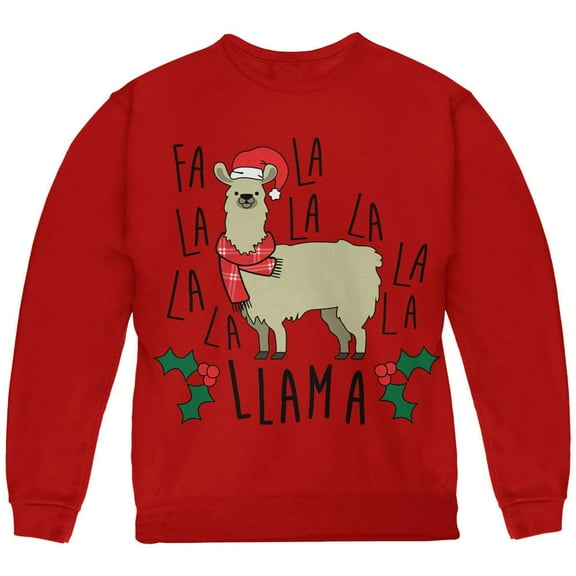 Christmas Fa La Llama Youth Sweatshirt Red YSM