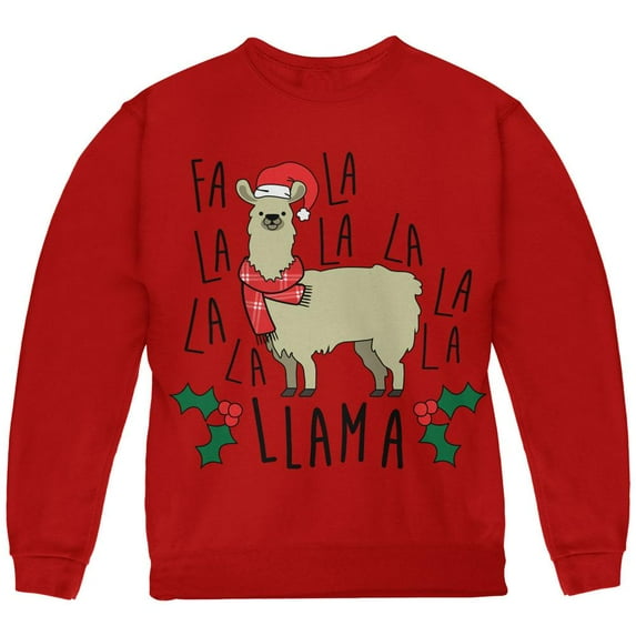 Christmas Fa La Llama Youth Sweatshirt Red YSM