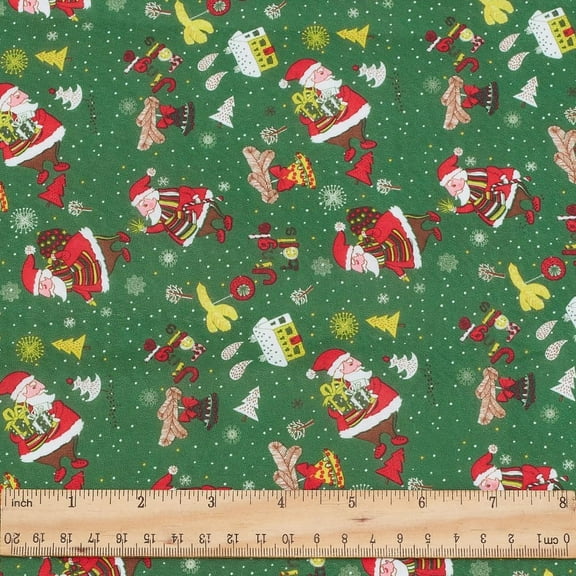 Christmas Fabric 59 Inch Wide Xmas Santa Upholstery Fabric Cartoon Indoor Outdoor Cloth Waterproof Santa Claus Christmas Tree Decorative Cloth DIY