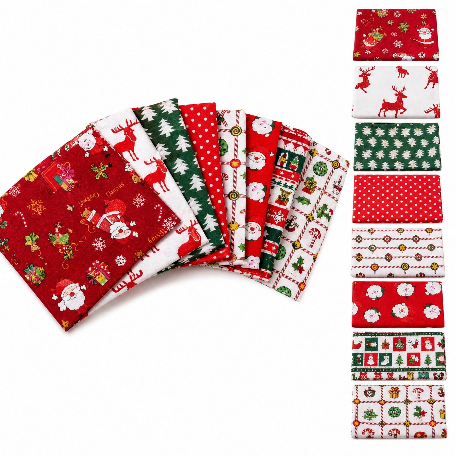 Precut Christmas Fabric 8 Piece Cotton Precut Fabric Squares for Quilting ...