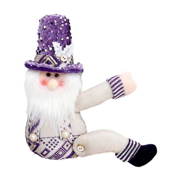 Christmas Fabric Doll Curtain Buckle - Purple Santa Claus, 1Pc Hugging Button Window Decoration for Winter