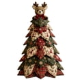 thumbnail image 1 of Christmas Fabric Patchwork DIY Kit Holiday Tree Shaped Sewing Craft Set with Layered Printed Pieces and Reindeer Top for Holiday Decor & Gift Kit(Deer）, 1 of 8