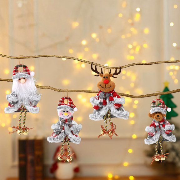 Christmas Fabric Pendant Ornament, Small Doll Hanging Decor for Christmas Tree, Stocking Stuffer Or Hostess Gift, Holiday Party Favor for Family Gatherings, Festive Mantel Display and Akmoler