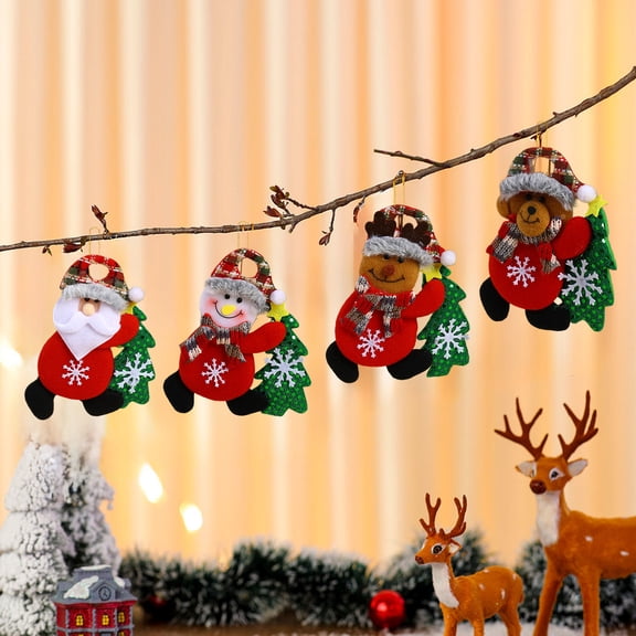 Christmas Fabric Pendant Ornament, Small Doll Hanging Decor for Christmas Tree, Stocking Stuffer Or Hostess Gift, Holiday Party Favor for Family Gatherings, Festive Mantel Display and Akmoler