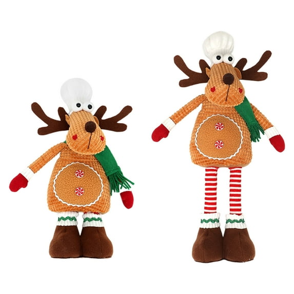 Christmas Fabric Reindeer Decor, 17" Plush Characters with Knit Sweater, Gift for Xmas Home Decor