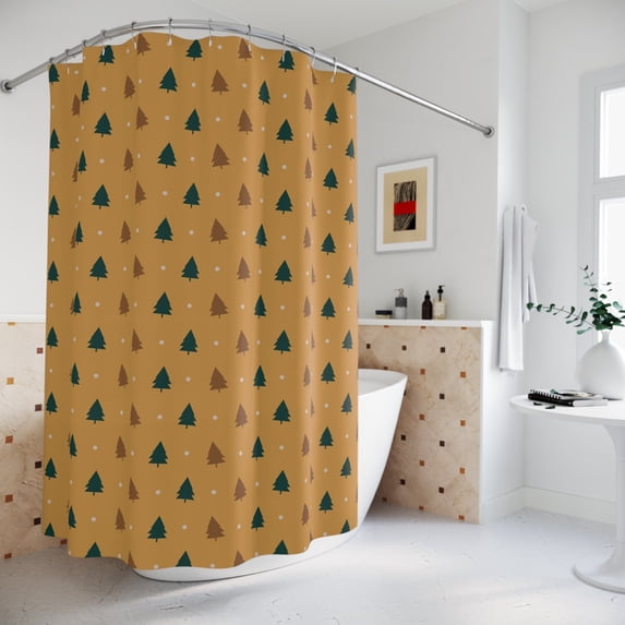 Christmas Fabric Shower Curtain in Gold