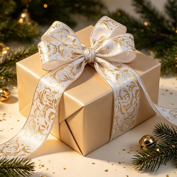Christmas Fabric Wrapping Ribbon, Four Color Matching System Flexible Coil Structure Freely Tailored Length, Holiday Binding Ribbon for Wall Window Tree Gift Box DIY Holiday Embellishment