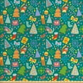 thumbnail image 1 of Ambesonne Christmas Fabric by the Yard Upholstery, Colorful Doodle Elements, 2 Yards, Teal and Multicolor, 1 of 4