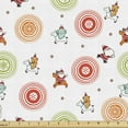 thumbnail image 1 of Christmas Fabric by the Yard Upholstery, Colorful Reindeer Riding Santa Bears with Snowflake Motifs in Bullseye Circles, Decorative Fabric for DIY and Home Accents, Multicolor by Ambesonne, 1 of 5