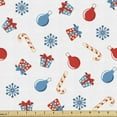 thumbnail image 1 of Ambesonne Christmas Fabric by the Yard Upholstery, Xmas Cones Ornaments, 1 Yard, Red White and Pale Blue, 1 of 5