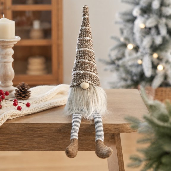 Christmas Faceless Doll Tabletop Decoration Plush Standing Figure Holiday Eve Desktop Ornament Window Display Prop