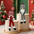 thumbnail image 1 of Christmas Faceless Gnome Figurine | Red Gray Long-Legged Sitting Elf Ornament | Plush Soft Fabric | Weighted Base | 13.78 in | Home Party Holiday Decor | 1 Pc, 1 of 6