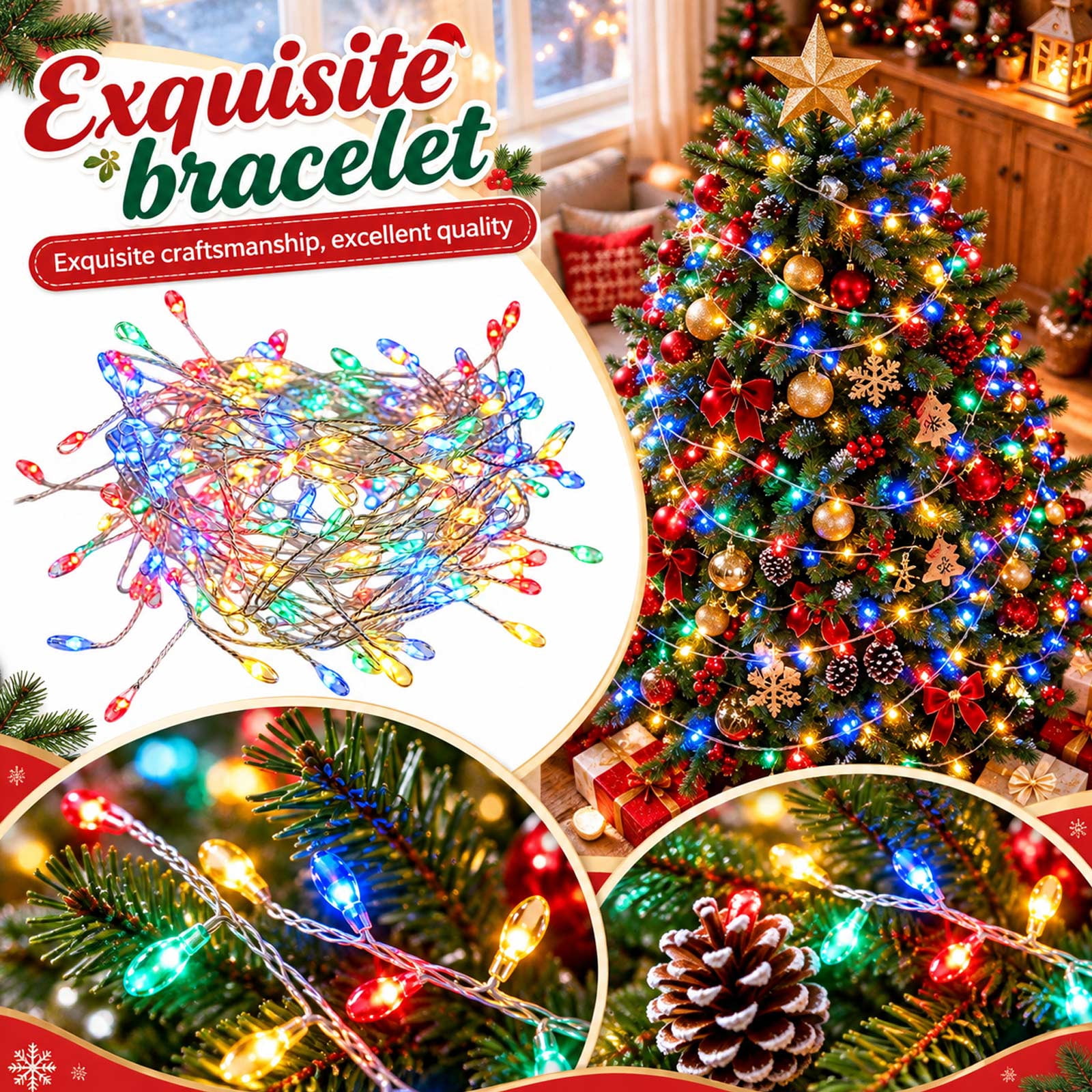 Christmas Fairy Lights, 19.7Ft Firecracker String Lights,200Led ...