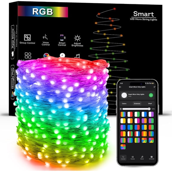 Christmas Fairy Lights , 66FT 200   Color Changing Christmas Lights App & Voice Controlled, Dimmable Fairy Light String, Xmas Tree Light Music Sync Work with   Alexa