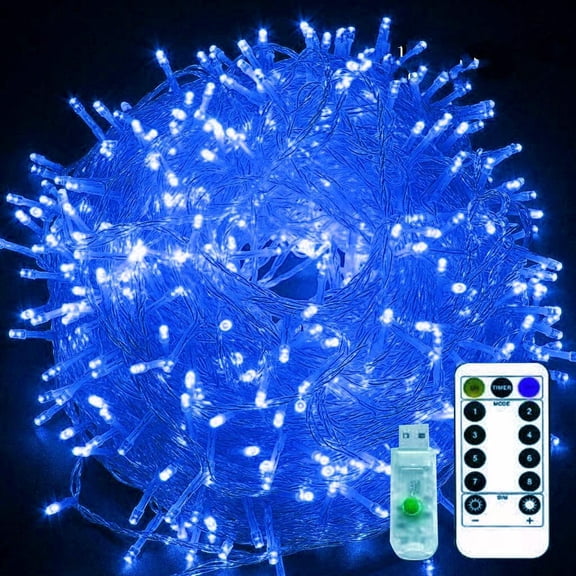Christmas Fairy Lights Christmas Tree Fairy Lights, 10M 80 LED Christmas Tree String Lights Decorative Christmas Lights USB with Remote (Blue)