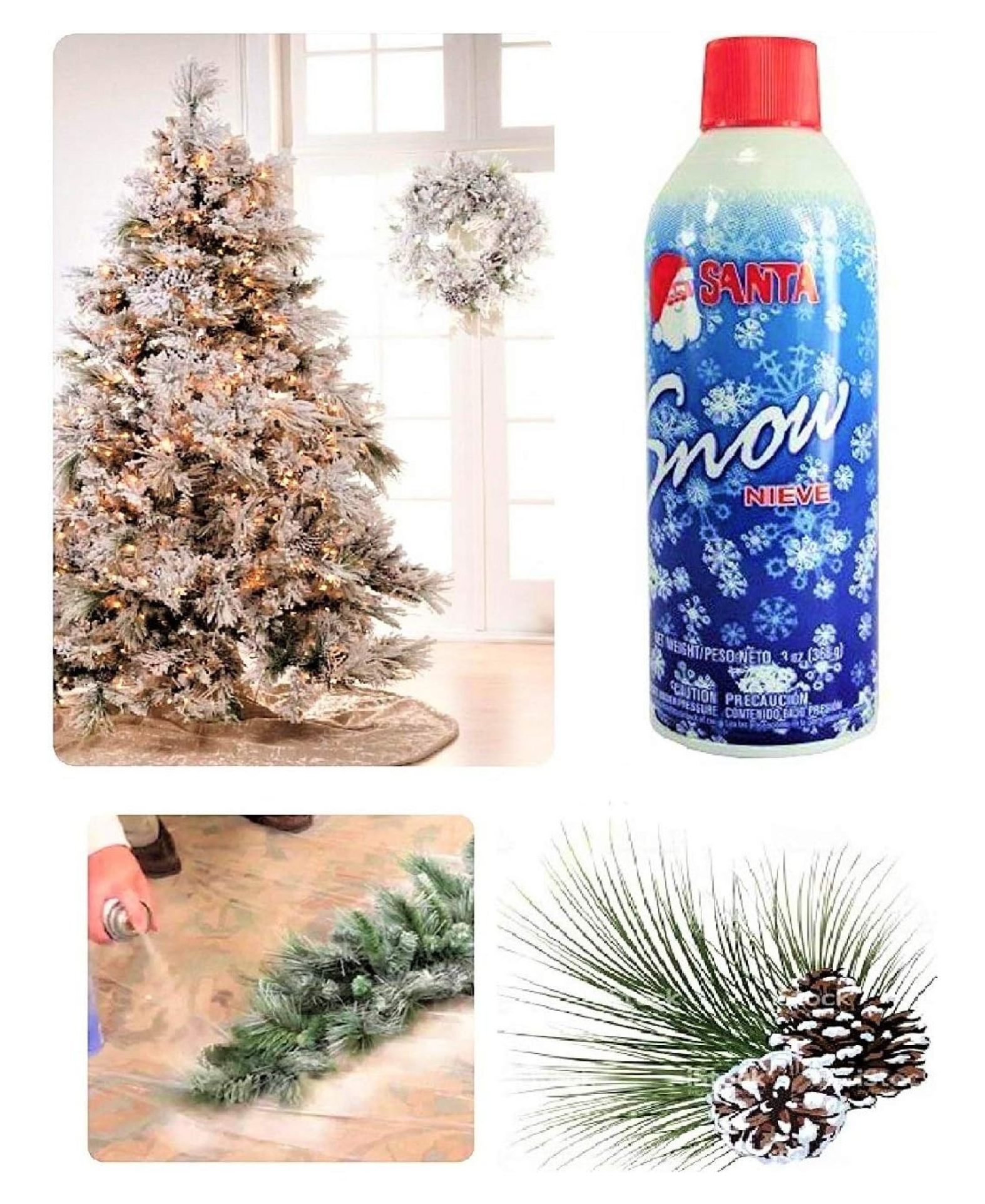Christmas Fake Artificial White Spray Snow 13oz Can Indoor or