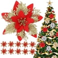 thumbnail image 1 of Christmas Fake Flower Eye-catching Anti-fade Faux Silk Flower Realistic Looking Xmas Flower Decor for Home-Red, 1 of 8