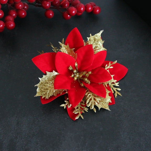 Christmas Fake Flower Faux Silk Flower,Xmas Flower Decor for Home