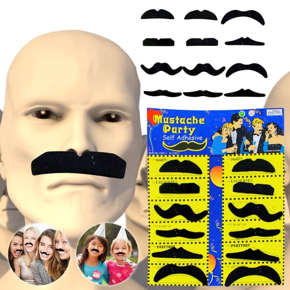 Christmas Fake Mustache Set, 12 Pcs Self Adhesive Costume Prop for Holiday Party Favors and Photo Booth Fun