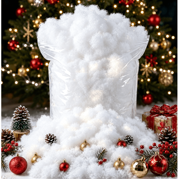 Christmas Fake Snow, Artificial Fluffy Snow Fiber for Decoration,White Cotton Fiber, Fake Snow Blanket for Xmas Tree Decor, Winter Village Displays, Photo Prop Decor& DIY Craft Stuffing