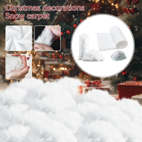 Christmas Fake Snow, Artificial Snow Blanket for White Christmas Tree Decorations, Snow Material for Crafts and Christmas Village Displays, 90 x 240CM