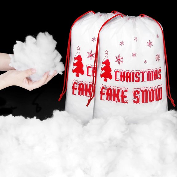 Christmas Fake Snow Decor 1000g Artificial Snow Decorations Fluffy Soft Cotton Fake Snow Indoor Fiber Snow for Christmas Tree Holiday Table and Winter Mantle Village Display Outside