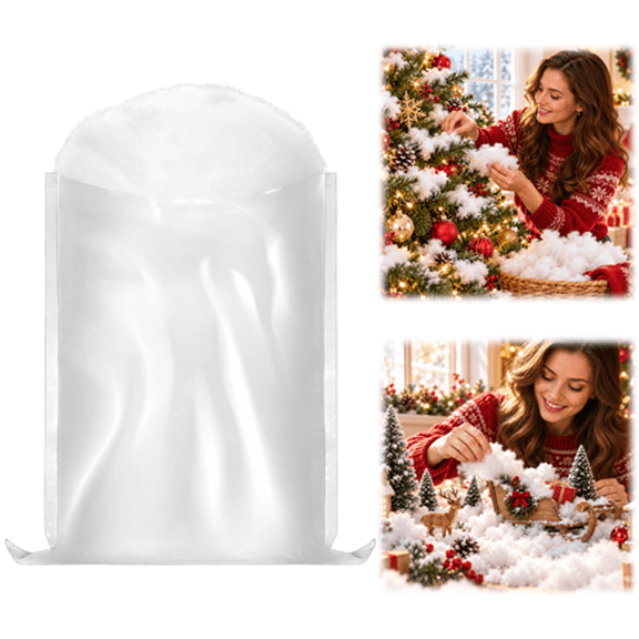 Christmas Fake Snow Decor, Fluffy Fiber Artificial Snow Indoor White Fakes Snow Decoration for Christmas Tree Flocking Village Crafts Winter Xmas Display Decoration