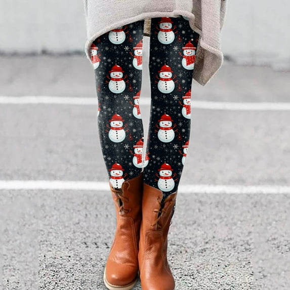 Christmas Fall Polyester Ankle-Length Spandex Floral Leggings for Women Black Women's Day Autumn And Winter Artistic Splash Printed Soft Stretchy Pants XXL