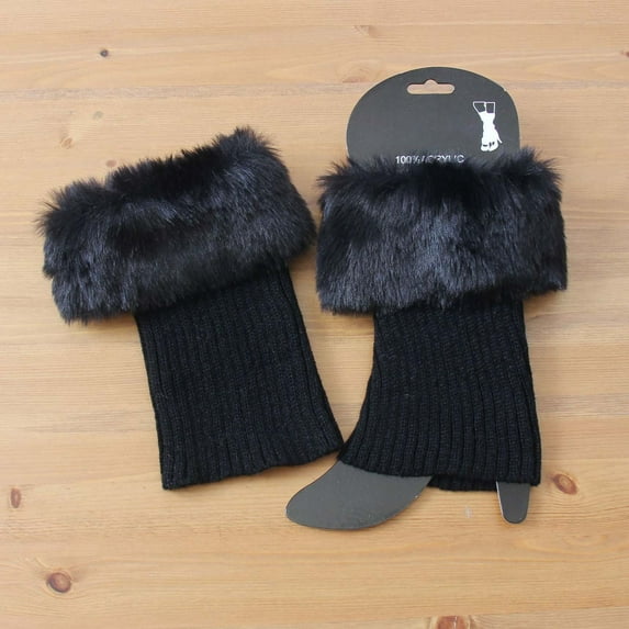 Christmas Fall Stocking Stuffers for Women Black Boot Socks Pairs Warmers Womens Winter Cuffs Topper Leg 2 Plush Knit