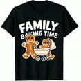thumbnail image 1 of Christmas Family Baking Time Gingerbread Man and Carriage Print Black Graphic T-Shirt ,Tops Tee for Men Women, 1 of 4