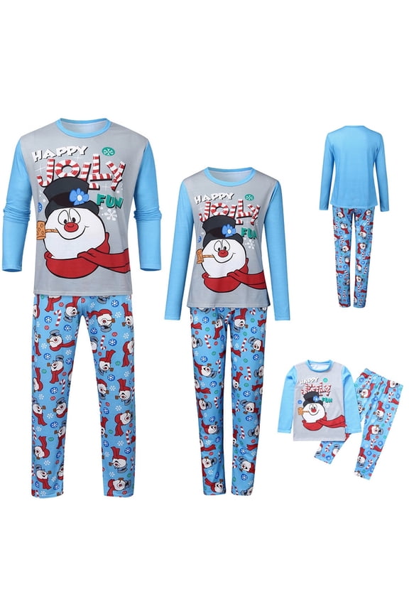 Christmas Family Matching Outfits Christmas Costume Snowman Prints Tops Pants Pajama Set